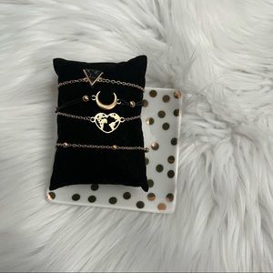 4 pack world and moon bracelet set
